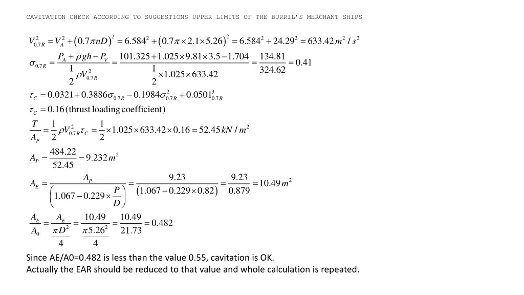 cavitation check according to suggestions upper