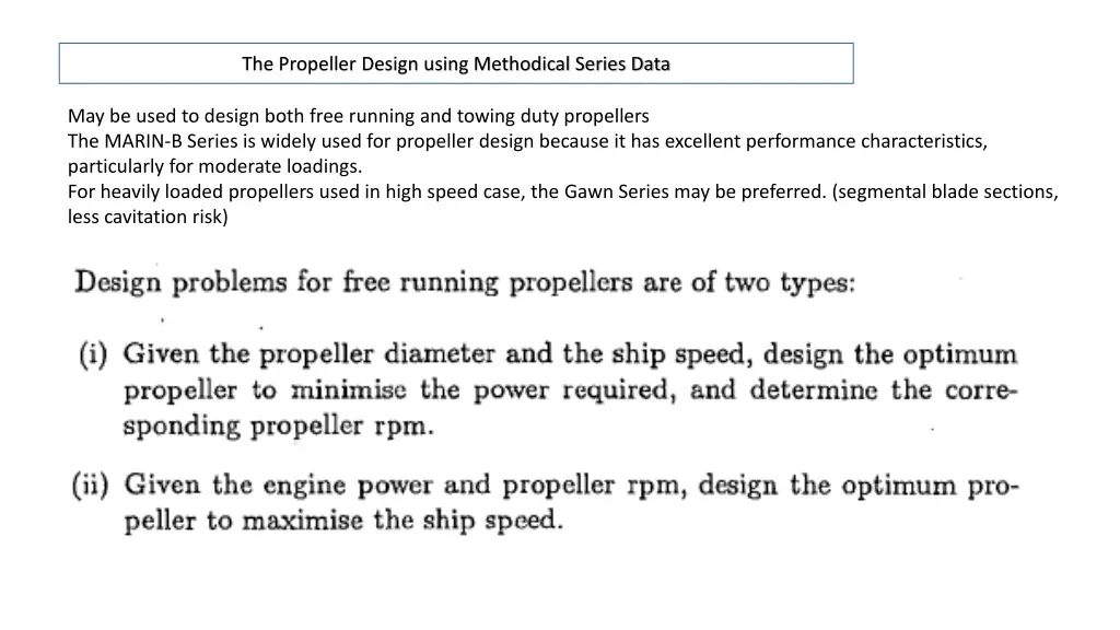 the propeller design using methodical series data