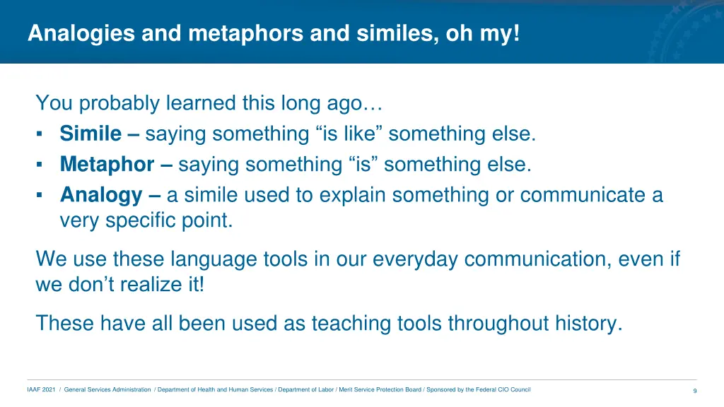 analogies and metaphors and similes oh my