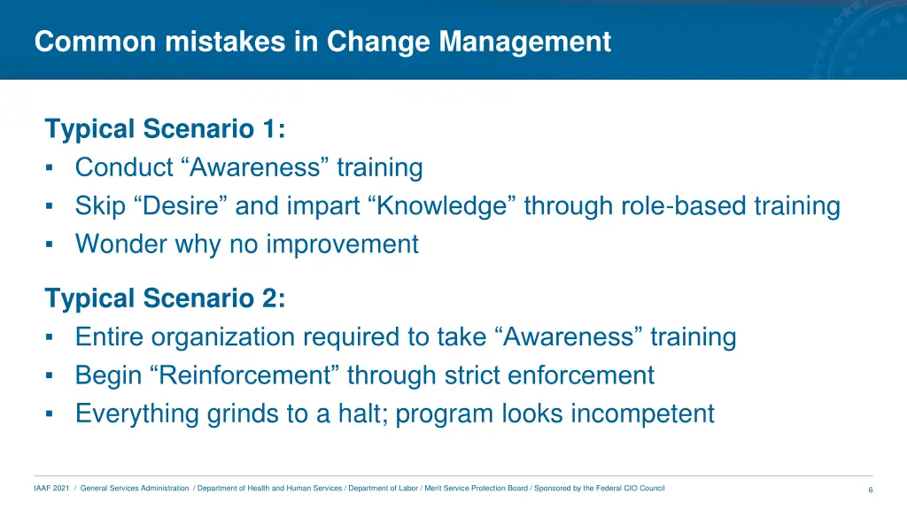 common mistakes in change management