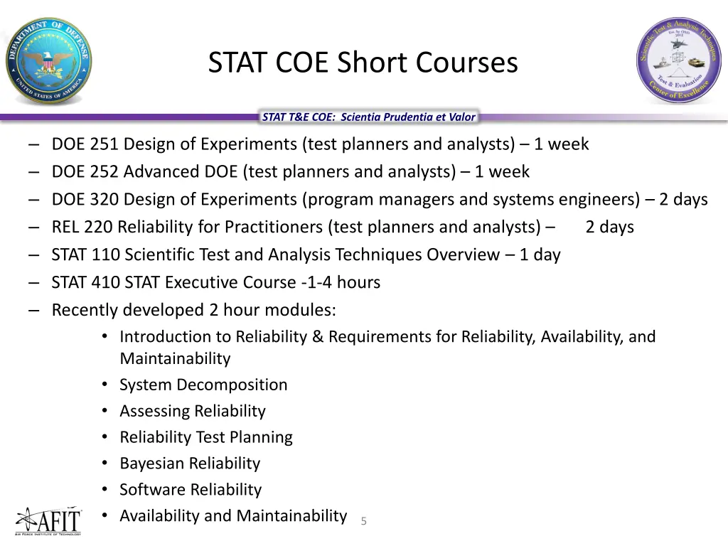 stat coe short courses