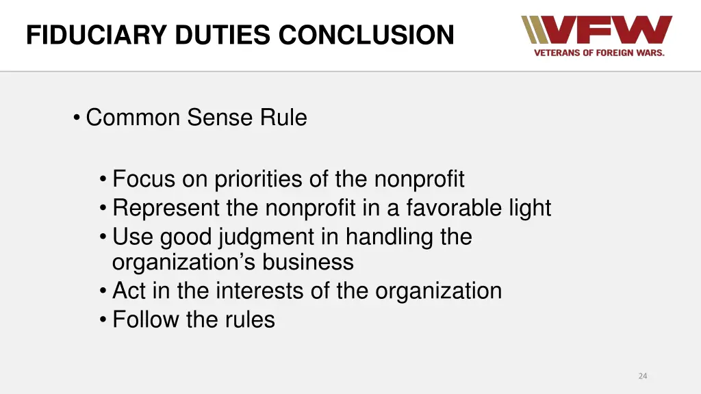 fiduciary duties conclusion