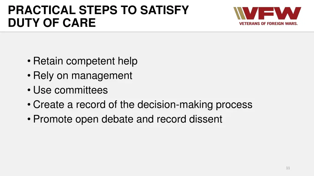 practical steps to satisfy duty of care