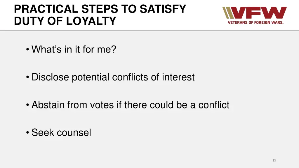 practical steps to satisfy duty of loyalty