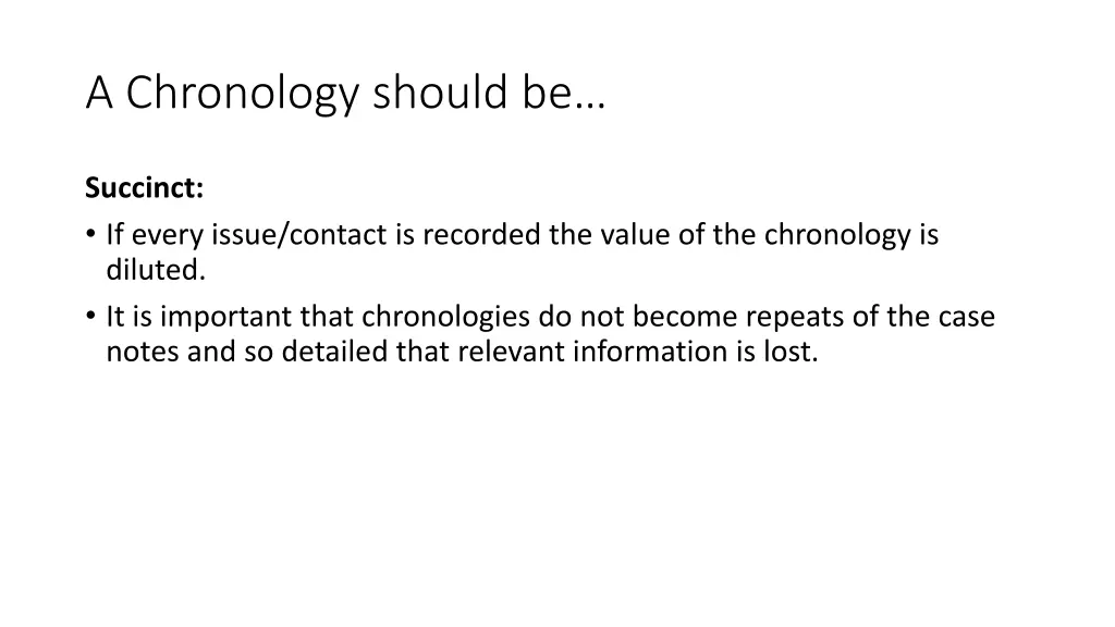 a chronology should be 1