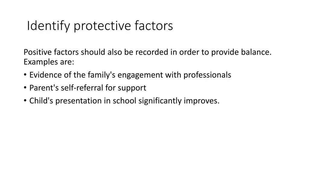 identify protective factors