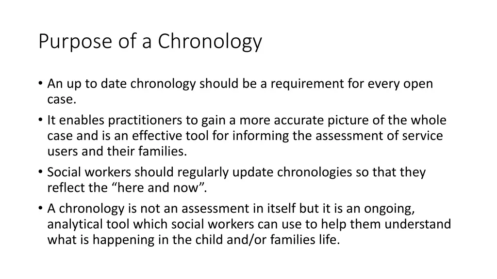 purpose of a chronology