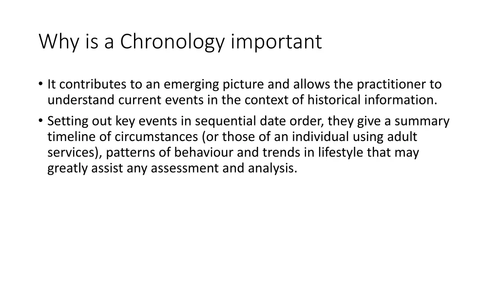 why is a chronology important 1