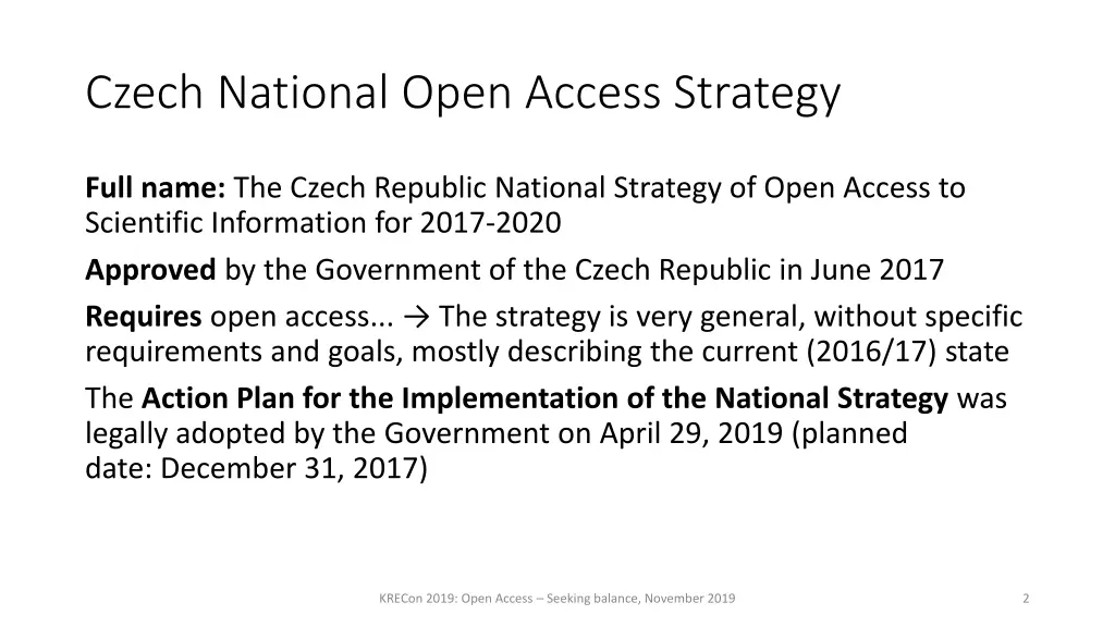 czech national open access strategy