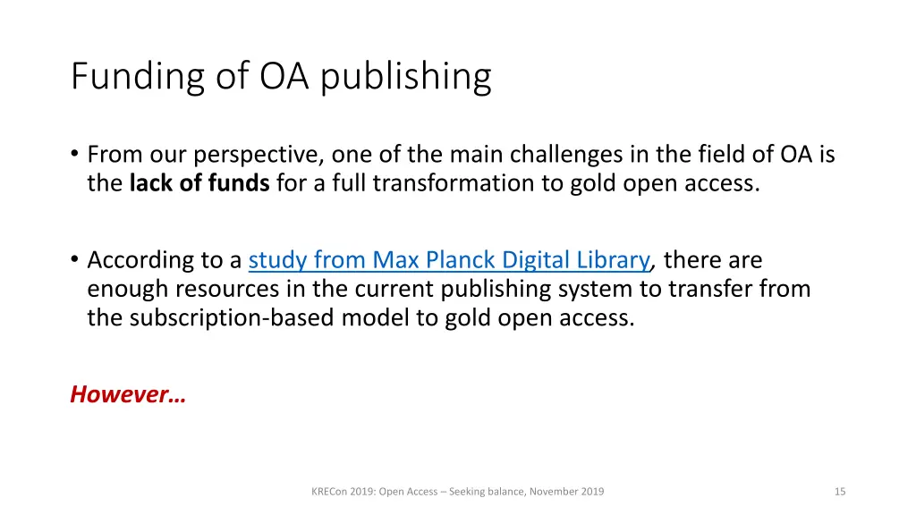 funding of oa publishing