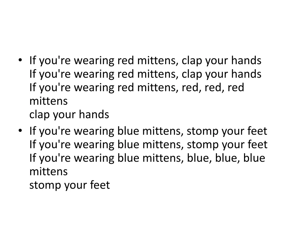 if you re wearing red mittens clap your hands