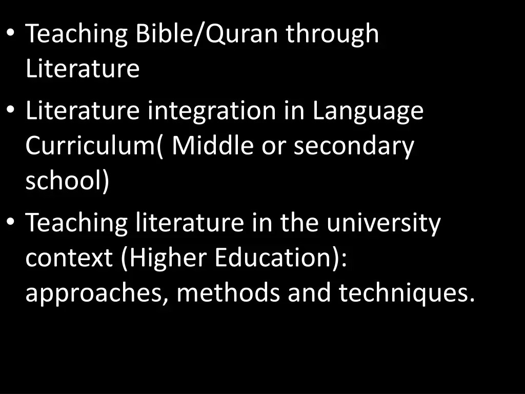 teaching bible quran through literature