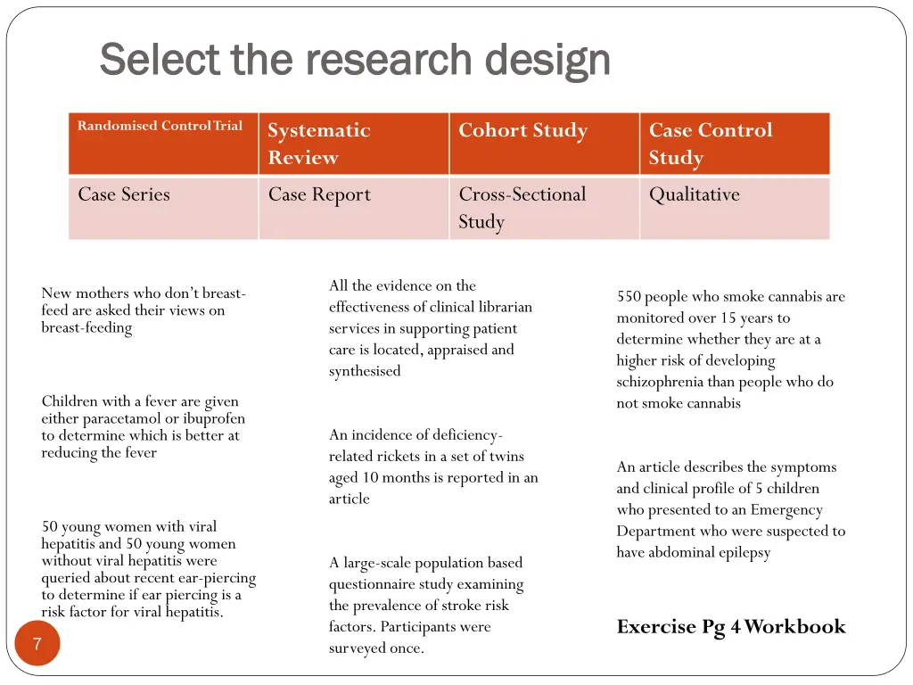 select the research design select the research