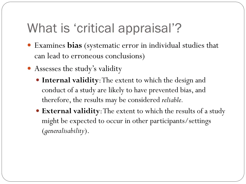 what is critical appraisal 1