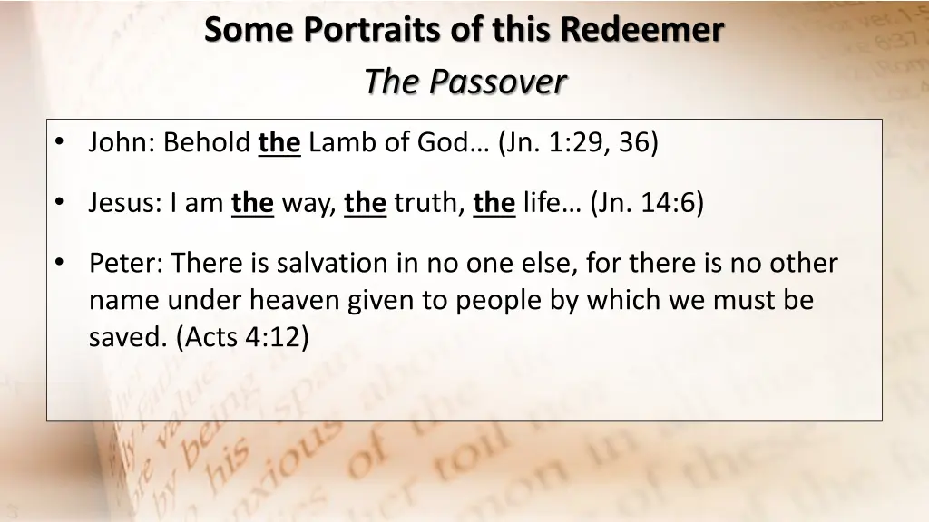 some portraits of this redeemer the passover 2