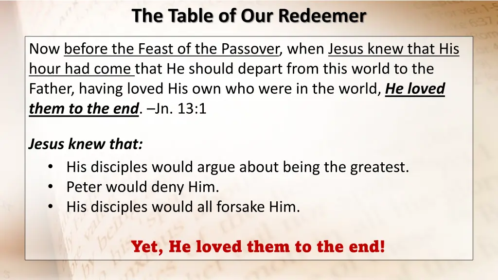 the table of our redeemer 3