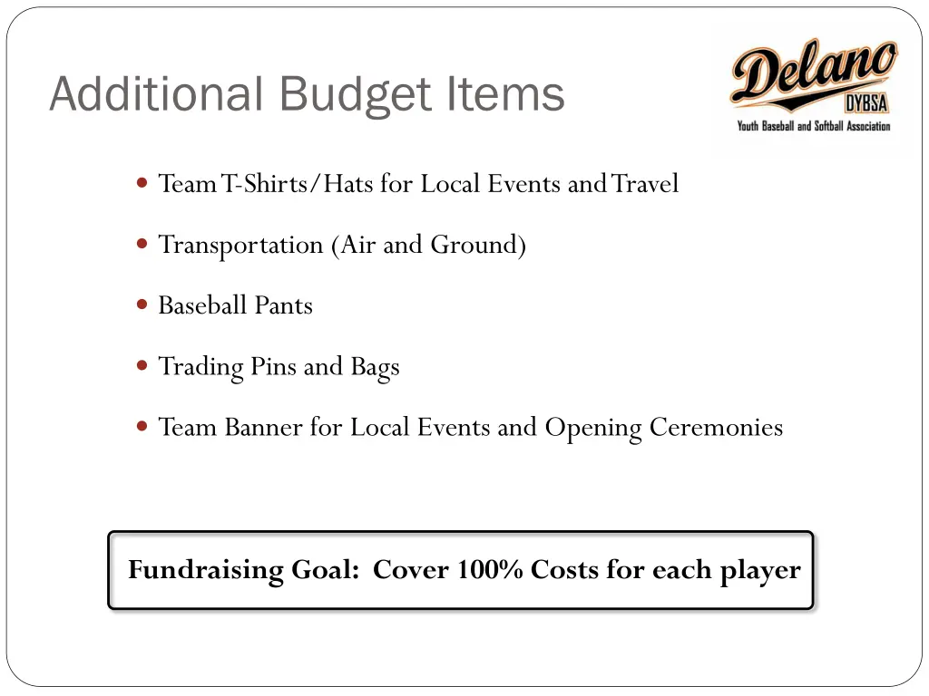 additional budget items