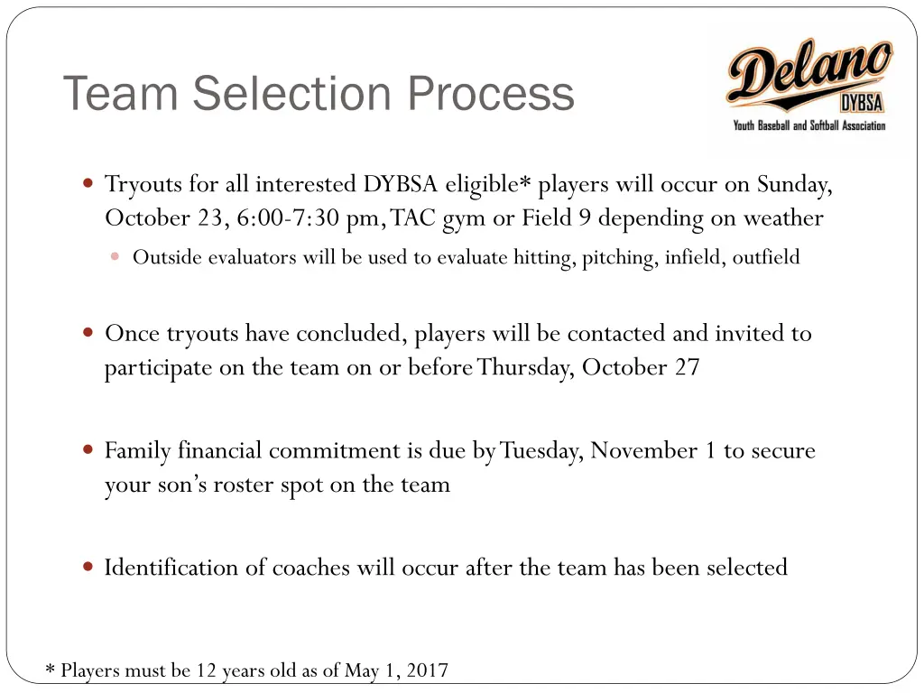 team selection process