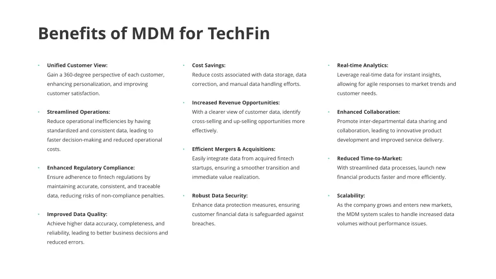 benefits of mdm for techfin