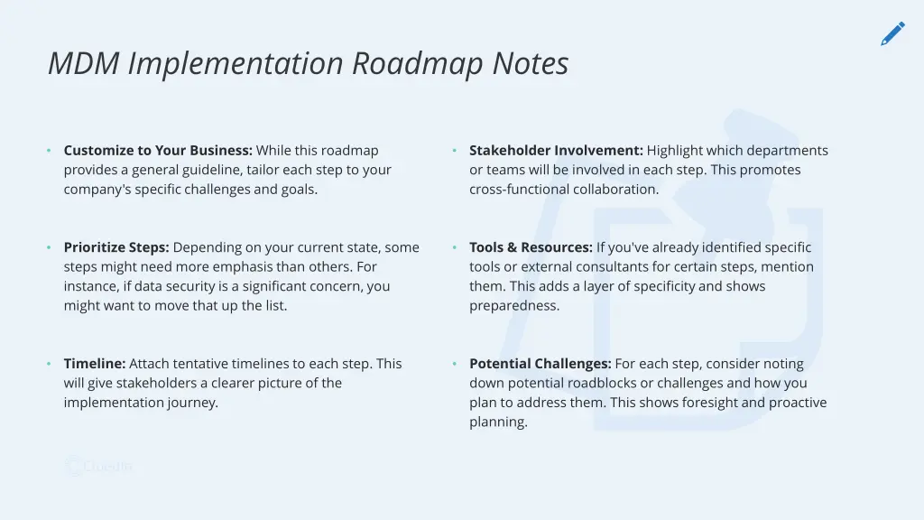 mdm implementation roadmap notes