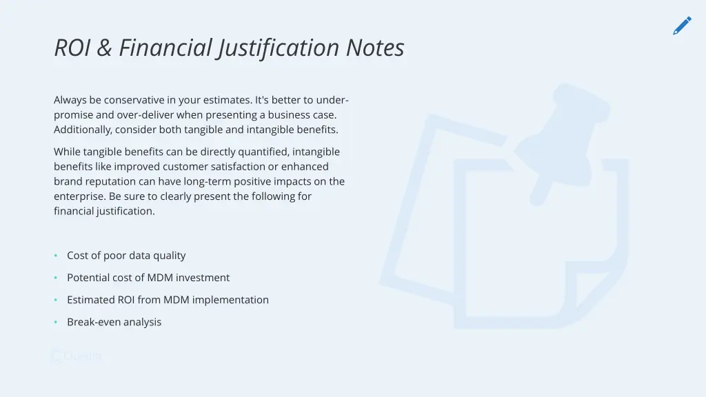 roi financial justification notes