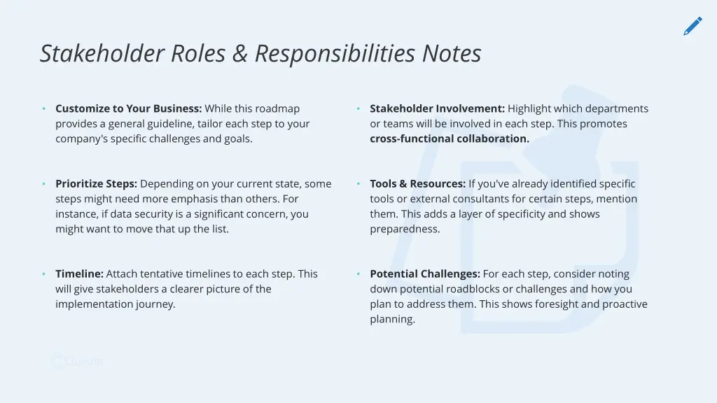 stakeholder roles responsibilities notes