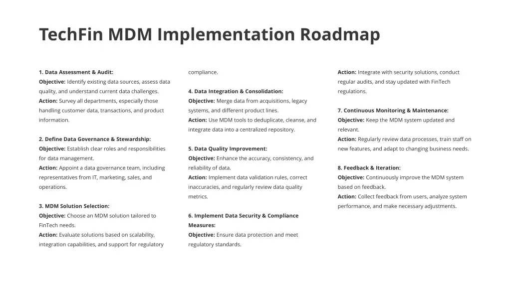 techfin mdm implementation roadmap