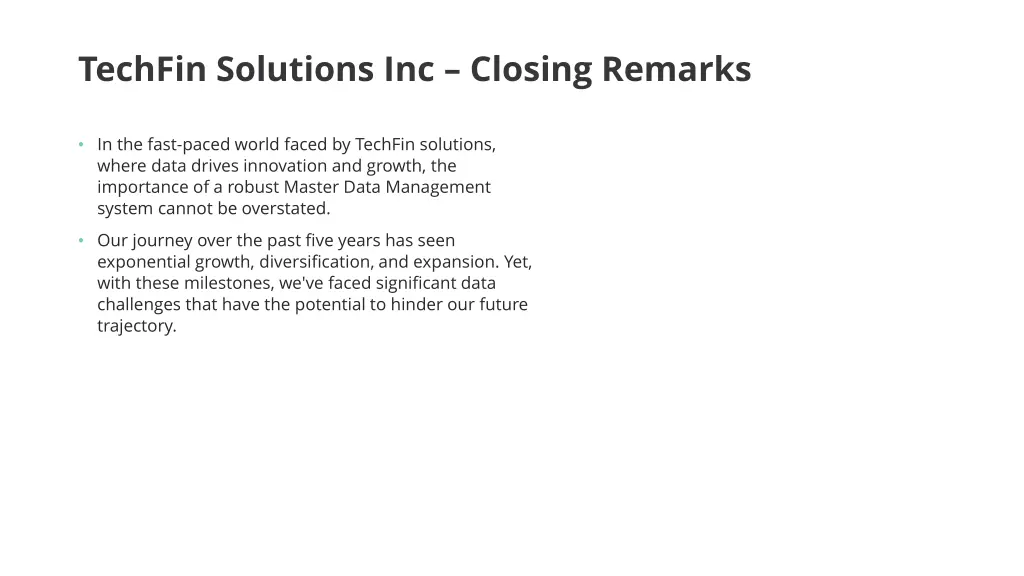 techfin solutions inc closing remarks