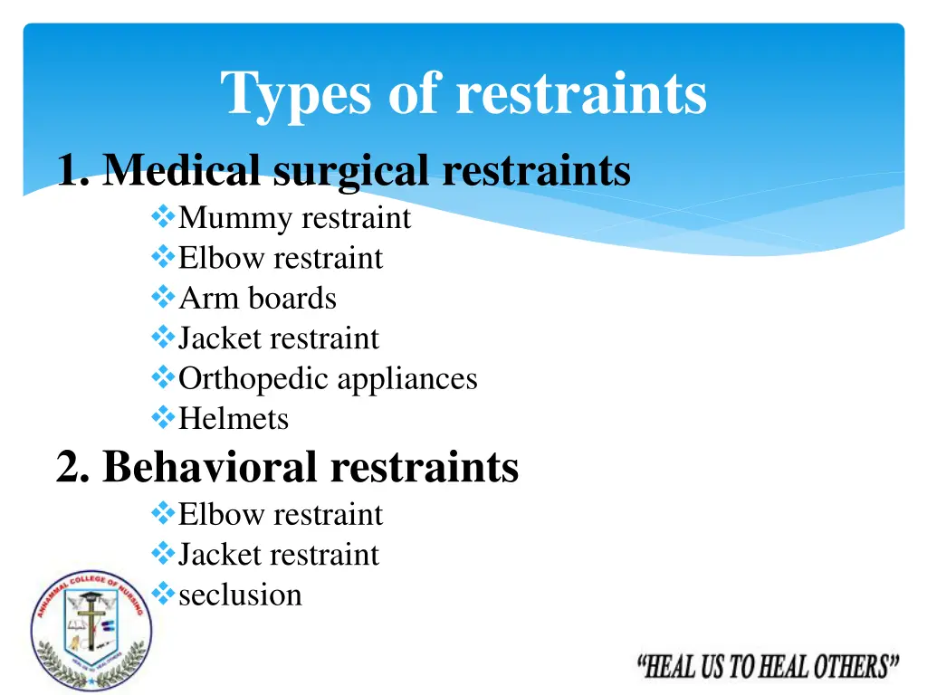 types of restraints 1