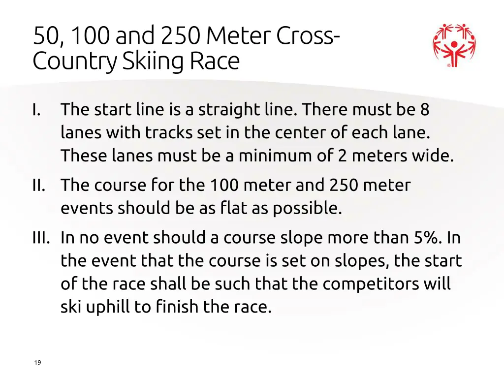 50 100 and 250 meter cross country skiing race