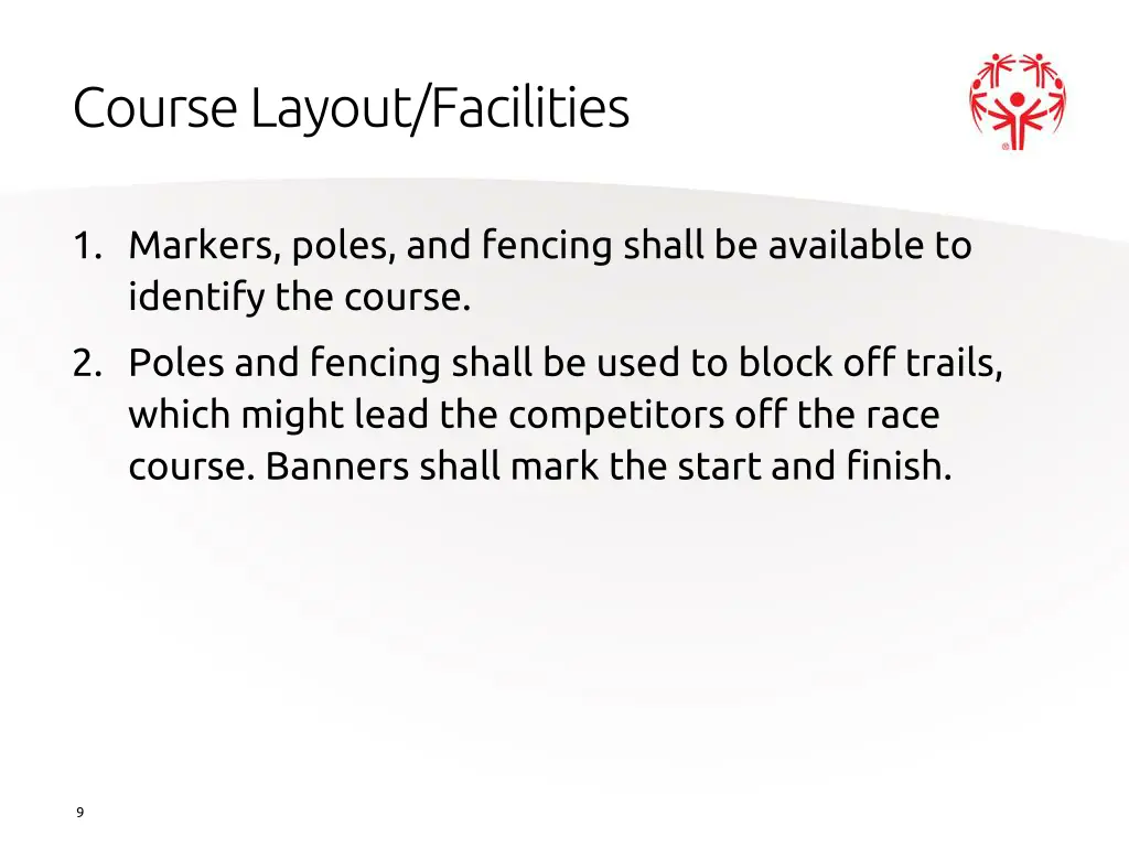 course layout facilities 1