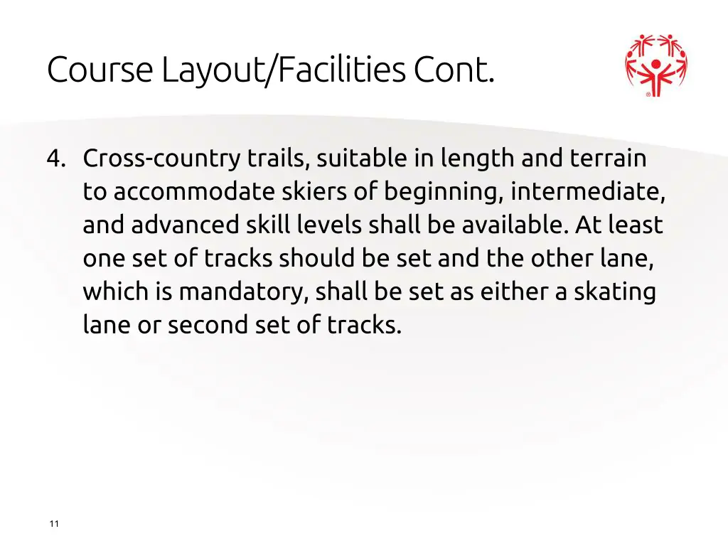 course layout facilities cont 1