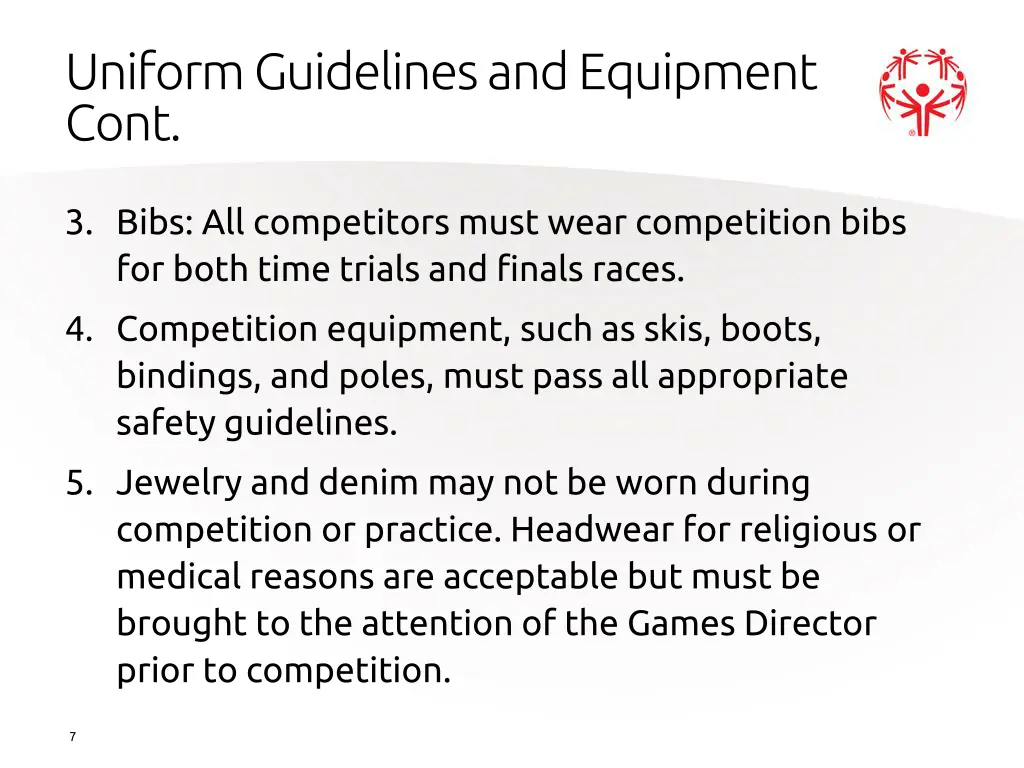 uniform guidelines and equipment cont