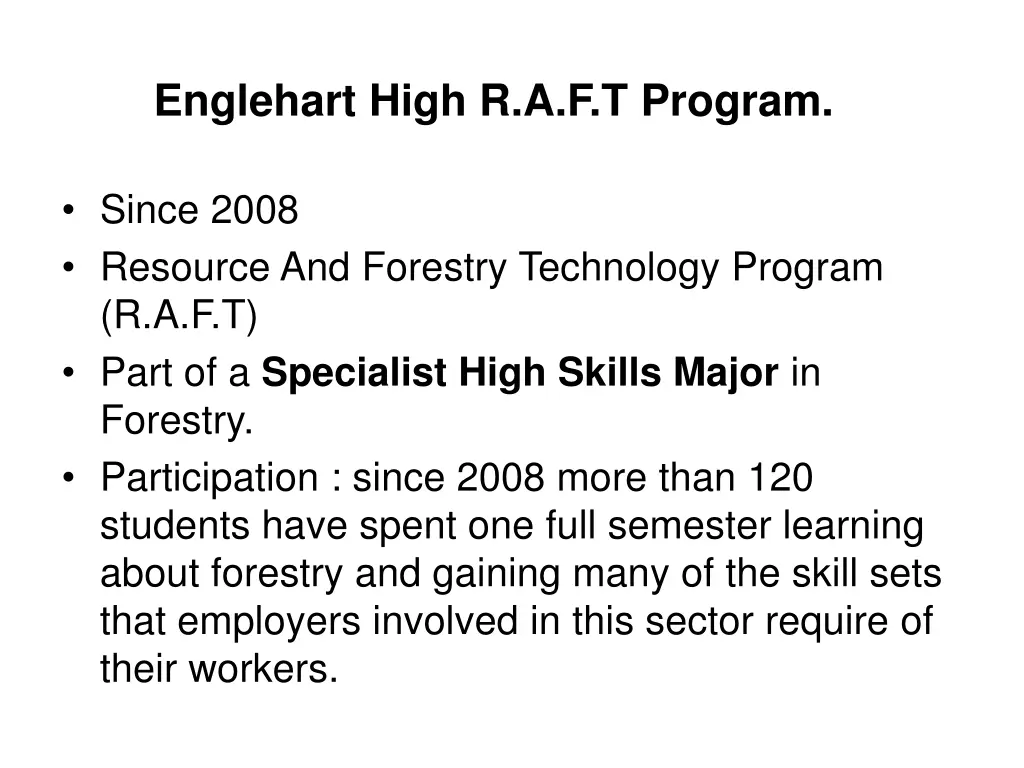 englehart high r a f t program