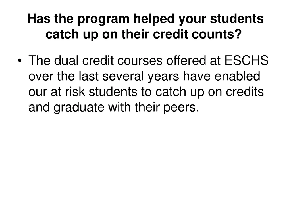 has the program helped your students catch