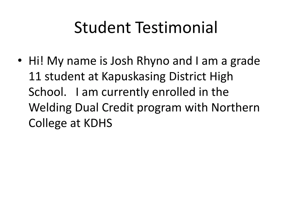 student testimonial