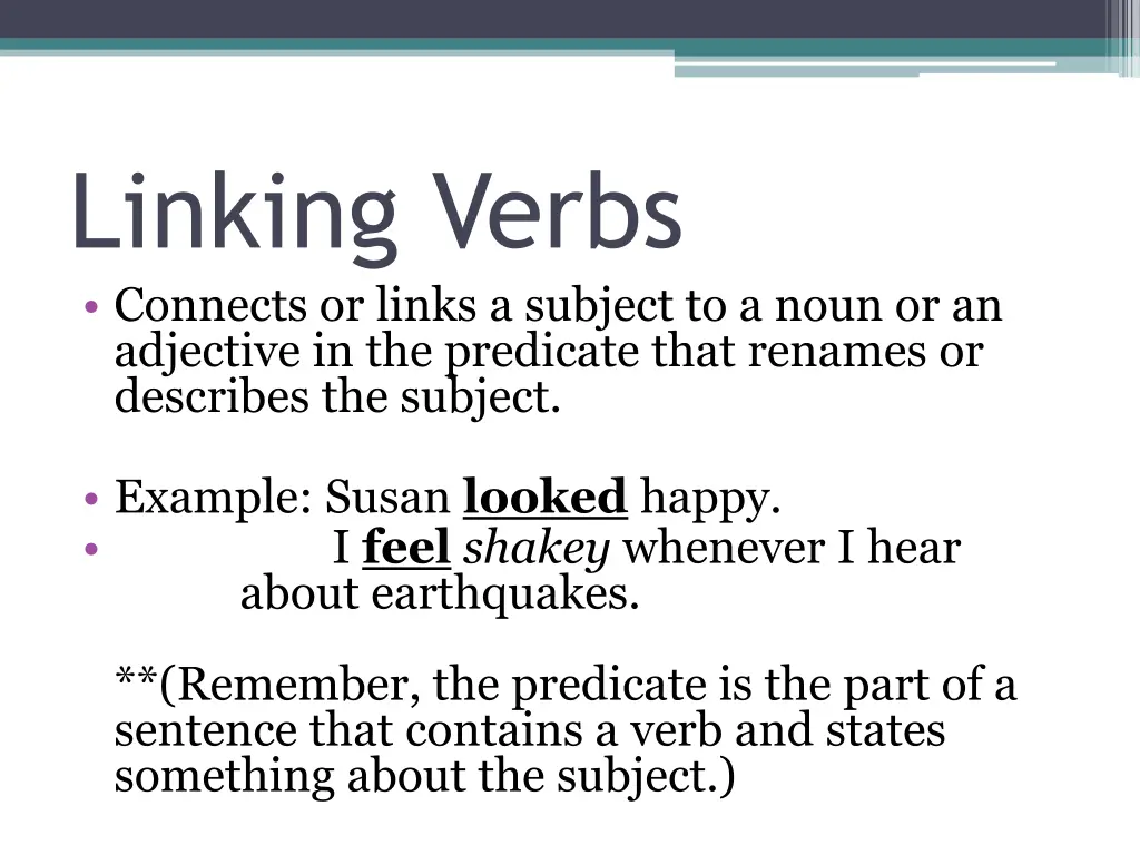 linking verbs connects or links a subject