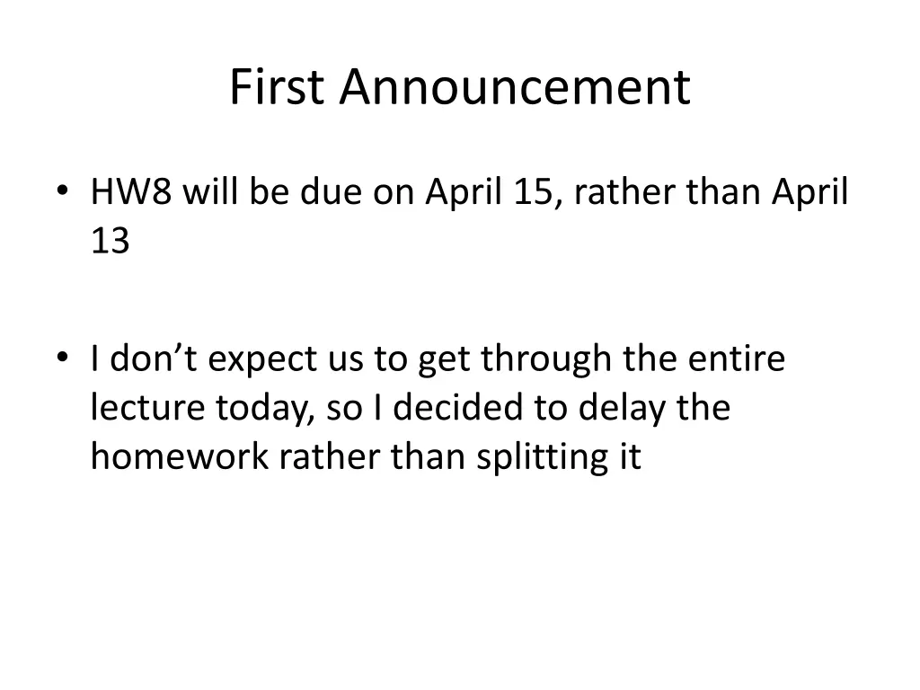 first announcement