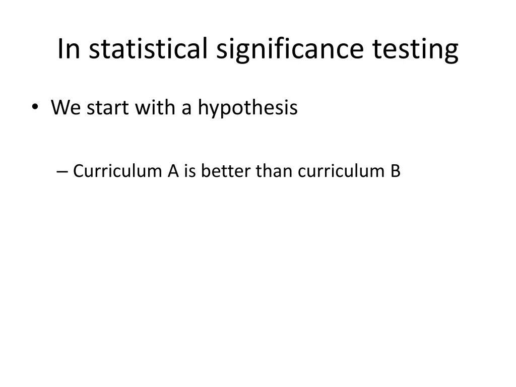 in statistical significance testing