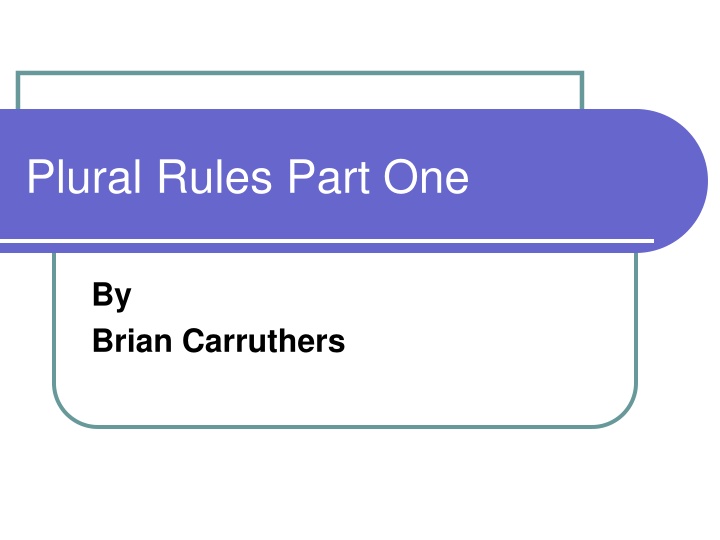 plural rules part one