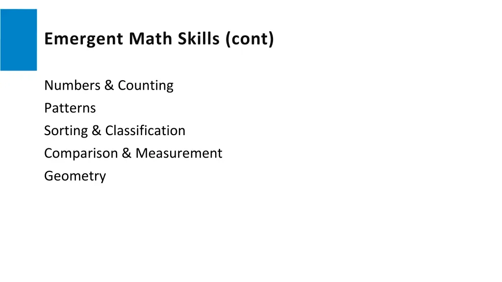 emergent math skills cont