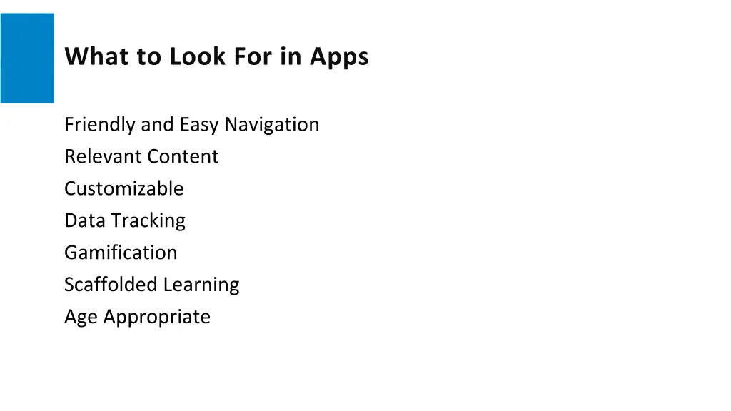 what to look for in apps