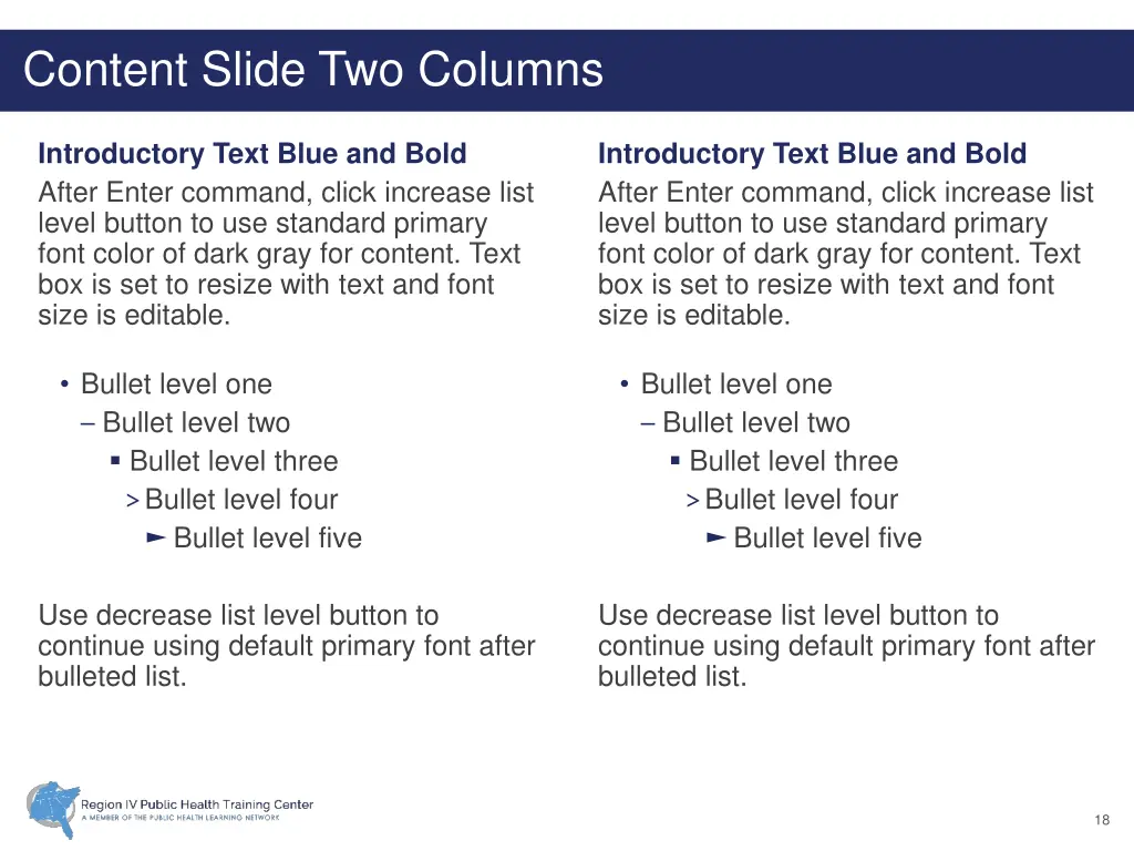 content slide two columns