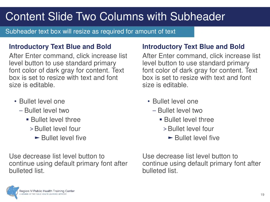 content slide two columns with subheader