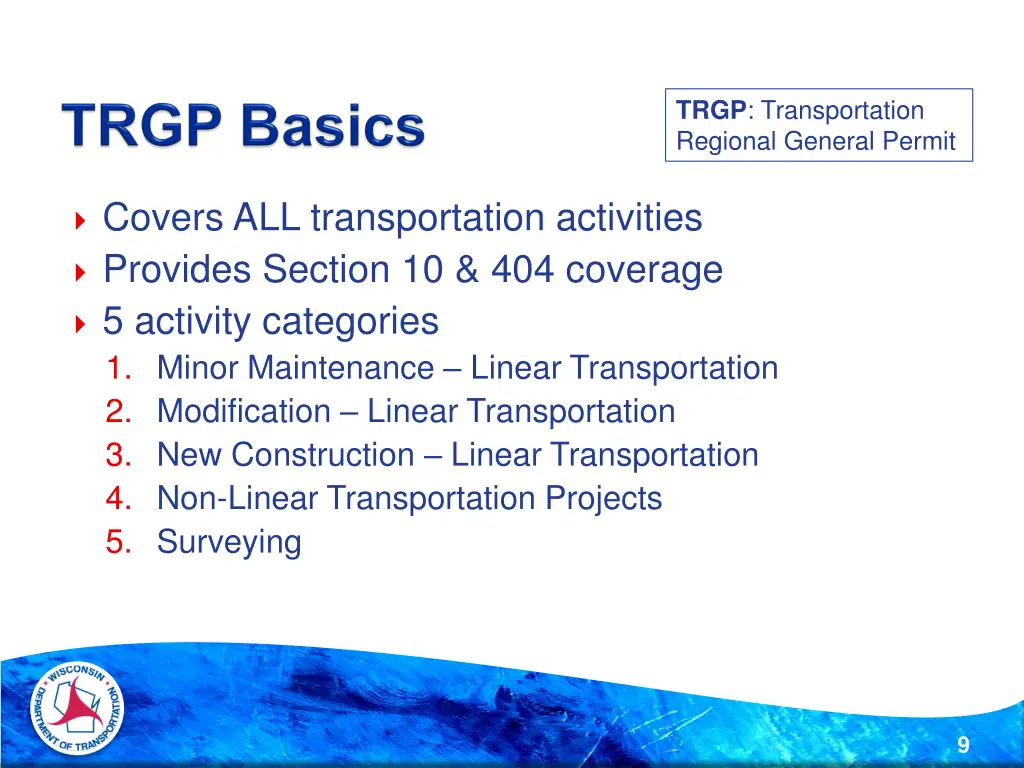 trgp transportation regional general permit