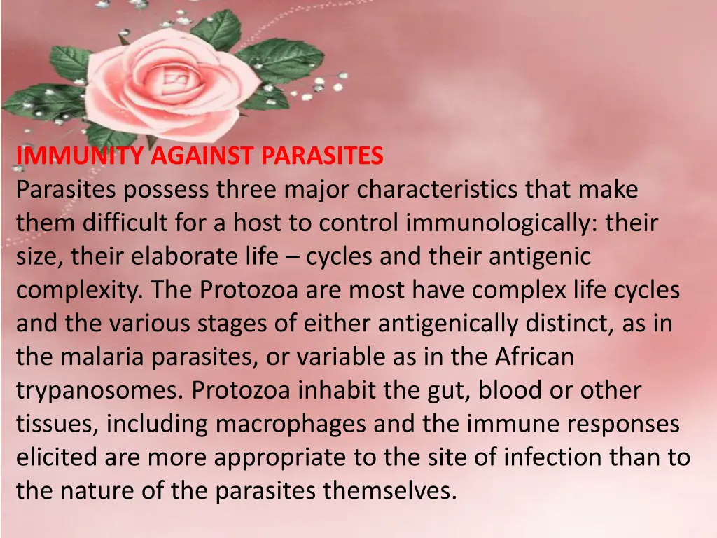 immunity against parasites parasites possess