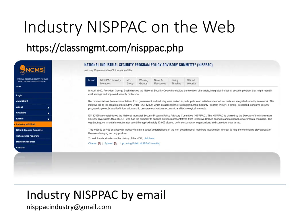 industry nisppac on the web