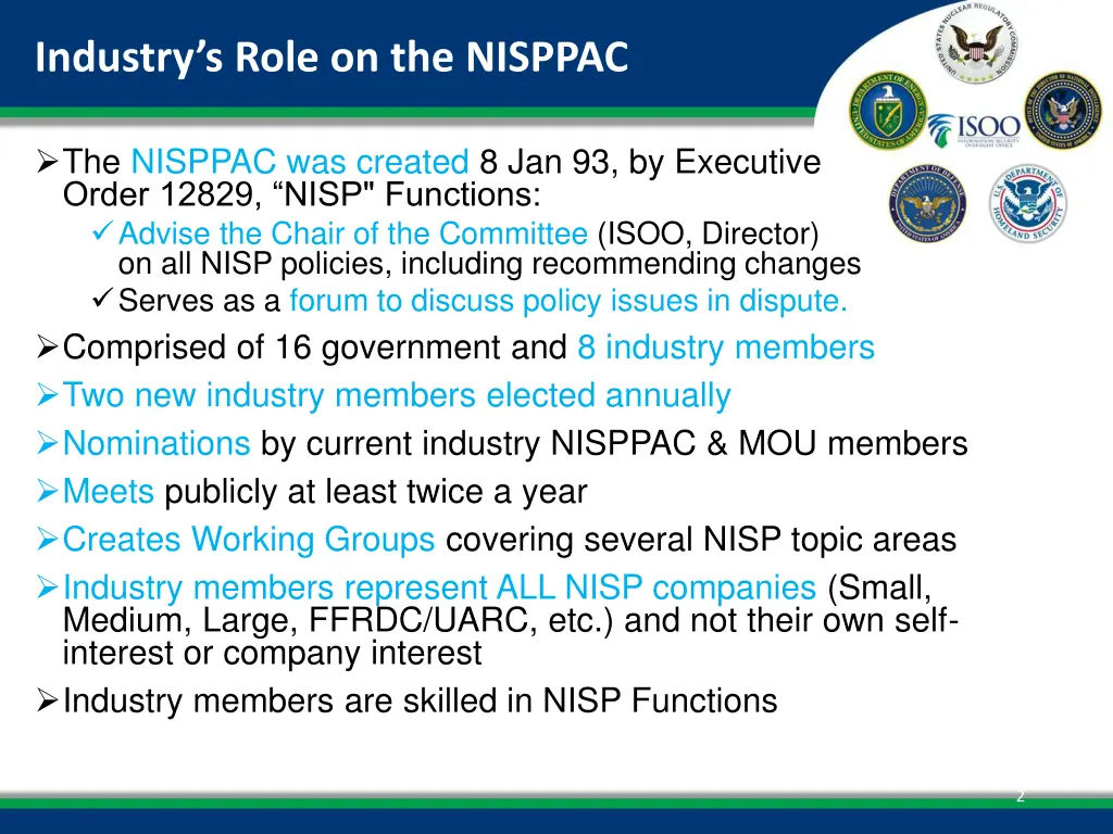 industry s role on the nisppac