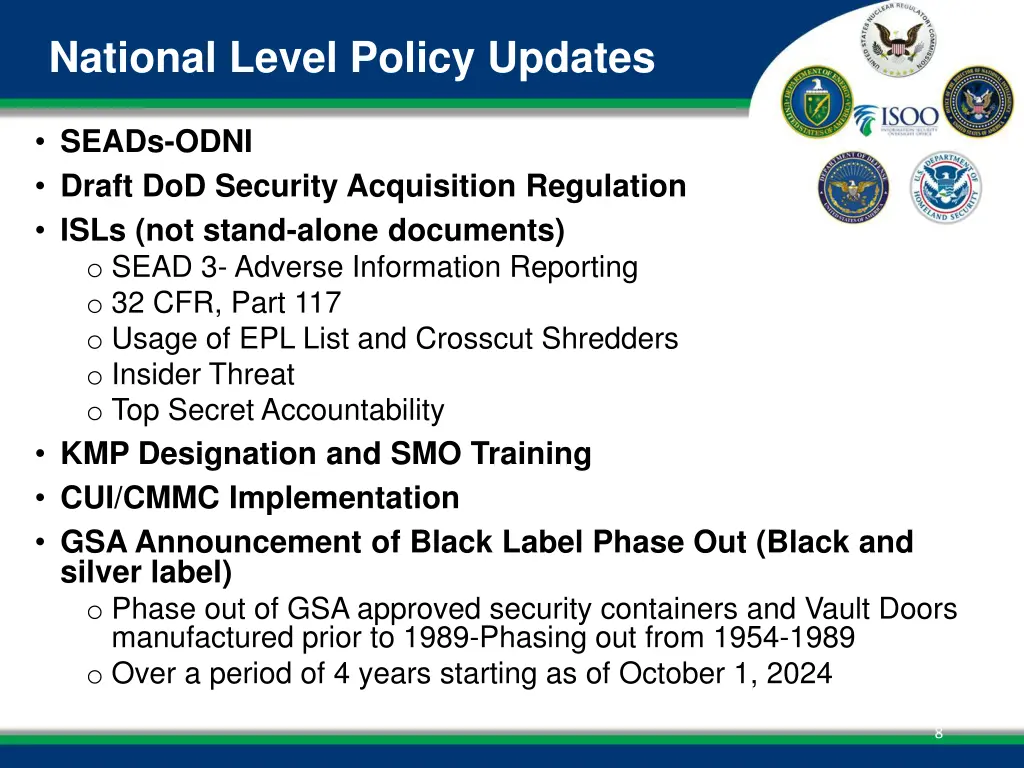 national level policy updates