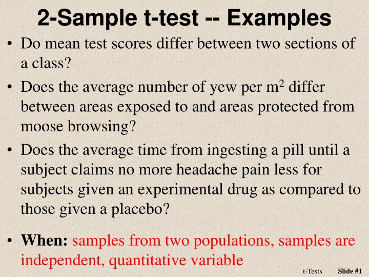 2 sample t test examples do mean test scores